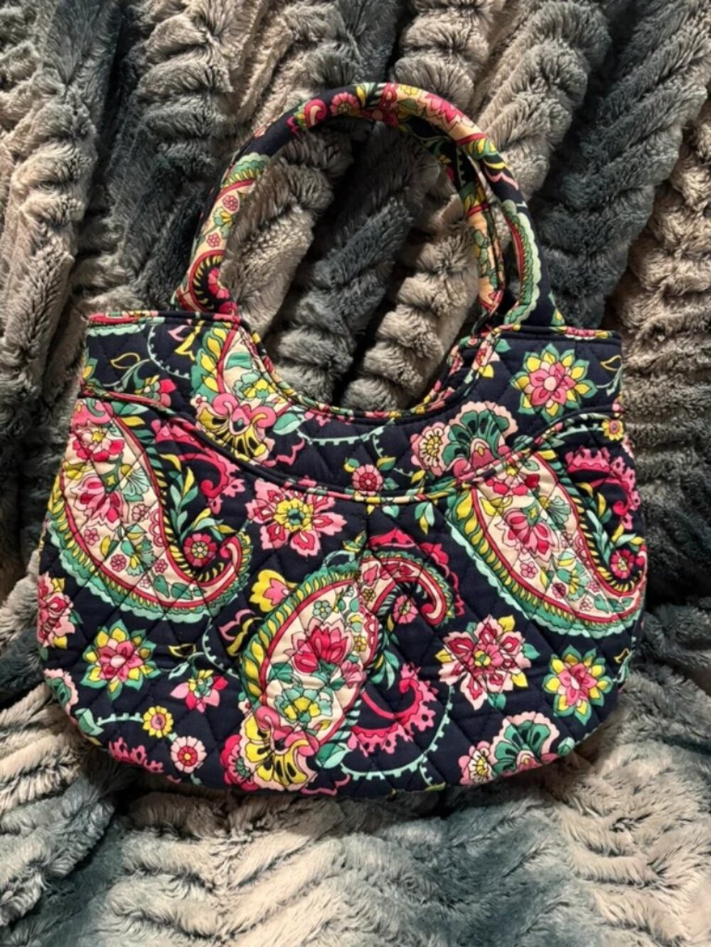 Vera Bradley Quilted Cotton Satchel Handbag | Petal Paisley Pattern (Retired)